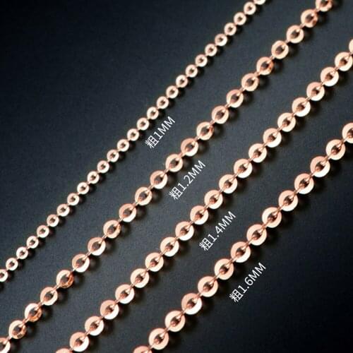 Real Solid 18K Rose Gold Necklace Luck O Chain Necklace 40-50cmL For Women / Fine Jewelry / Stamp: Au750