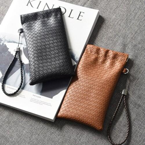 Simple Retro Pu Leather Woven Glasses Box For Eyeglass Women Portable Glasses Case Men Sunglasses Bag Holder Accessories