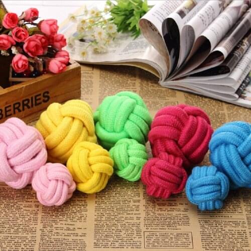 Lowest price! pet dog cat puppy kitty toy chew ball knot ball no harmful chemicals no allergy