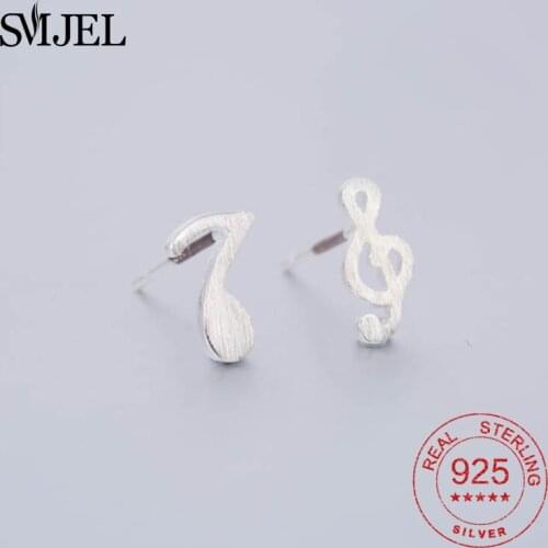 SMJEL New Fashion 925 Sterling Silver Music Note Earrings for Women Brand Jewelry Lover Gifts Oorbellen Wholesale Earring