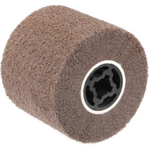 Uxcell 120mmx100mm Non-Woven Polishing Burnishing Wheel Nylon Wire Drawing Abrasive Flap Wheel 180 Grit for Stainless Steel