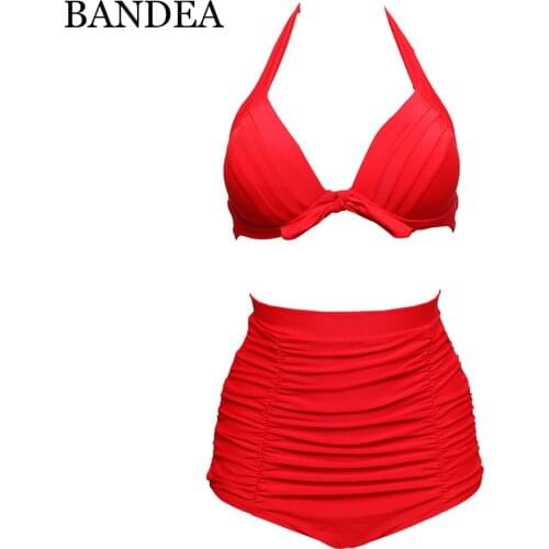 BANDEA swimwear bikini 2019 summer sexy swimwear women solid swimwear bikini set bandage push-up pad halter brand bikini