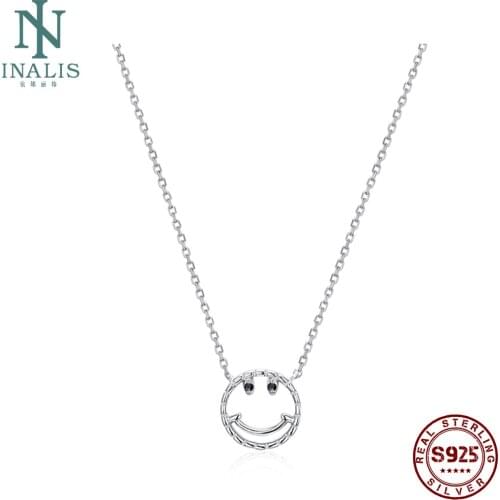 INALIS 925 Sterling Silver Pendant Necklaces For Women smiling face Pendant Necklaces Anniversary Fine Jewelry Trend New Arrival