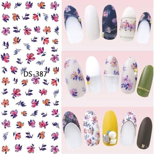1 Pc Colorful Flower Swan Black Stripe Heart Watermark Large Sheet Decal Sticker DS-383-391 Japan Manicure Nail Sticker