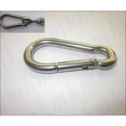 100PCS/LOT M5X50MM small stainless steel carabiner spring DIN5299C snap hooks