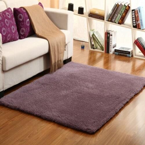 2020 Thickened Lamb Cashmere Living Room Bedroom Carpet Bedside Stairs Anti-slip Mat Washable Children Crawling Mat Gray Purple