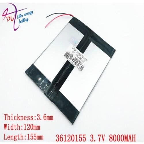 3.7V 8000mAH 36120155 35120155 battery polymer lithium ion battery Li-ion battery for tablet pc 9 inch 10 inch
