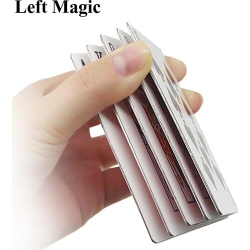 5 Pcs Stainless Steel Poker Magic Tricks Metal Playing Cards Magic Props Close Up Street Stage Illusions Gimmick Accessories