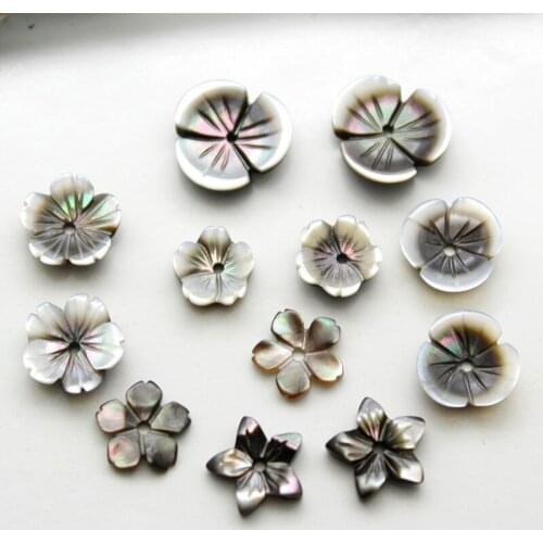 5pcs / Bag Natural Pearl Black Shell Cherry Bauhinia Bowl Flower Beads Jewelry Making DIY Earrings Hair Clip Jewelry Accessories
