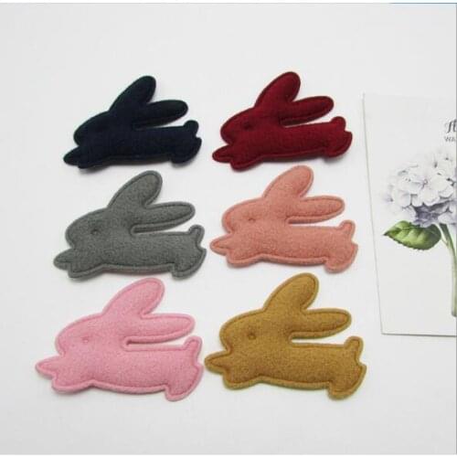 50pcs/lot Padded Felt Furry Rabbit Shape Applique Patches For Clothing Sew On Cloth Stickers Decoration, DIY Hair Accessories