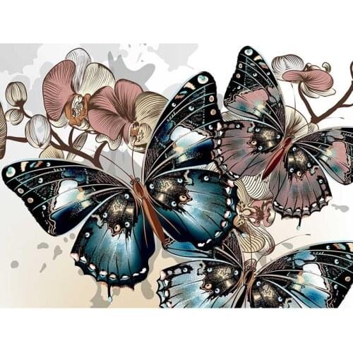 Butterfly Flower 5D Diamond Painting Full Square Round Drill Cross Stitch Mosaic Embroidery Animal Home Rhinestones Decor Gifts