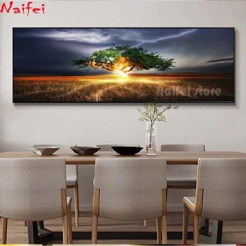 Lightning trees diamond embroidery full square round drill 5d diy diamond painting landscape mosaic puzzle large size wall decor