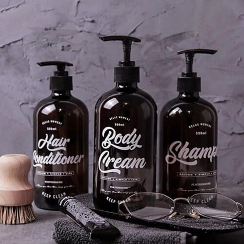 500ml Boston Glass Shampoo Bottles Simple Brown Hand Washing Body Cream Storage Bottle Nordic Bath Hair Conditioner Sub-bottle