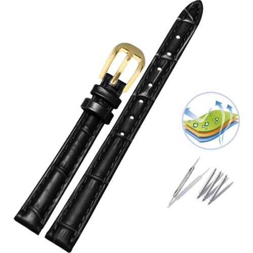 Genuine leather cowhide small size slender watchband womens universal strap bracelet for DW C-Asio black brown wrist 10/12/14mm