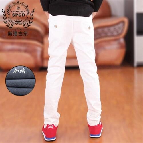 3-18T Boys Winter Plus Velvet Pants 2020 New 100% Cotton Casual Solid Comfortable Warm Trousers 7 Colors High Quality