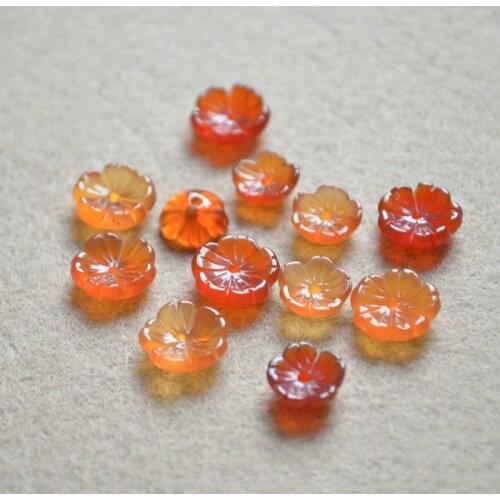 10pc Carved Natural Stone Flower Gem-stone Loose Beads Bead Accessories For Jewelry Making DIY Findings DYL0115