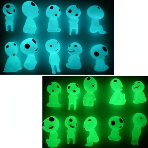 Princess Mononoke Kodama Tree Spirit Princess Mononoke Mini Action Figure Glow in dark Luminous Elf Tree Dolls Cartoon Figurines