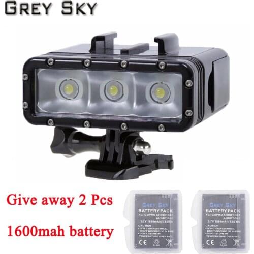 Go Pro Diving flashLight lamp LED Flash Video Light For GoPro Hero 5 4/3+,SJCAM SJ4000 sj 4000 Xiaomi Yi 4k 2 camera accessories