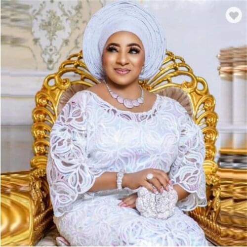 Kalume African Lace Fabric Seuqins Nigerian Tulle Lace Fabric With Sequins 5 Yards High Quality For Diy Sew Dress Wedding F2573