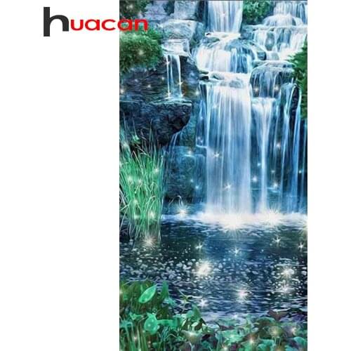 Huacan Diamond Embroidery Waterfall Mosaic Landscape Diamond Painting Cross Stitch Handmade Gift