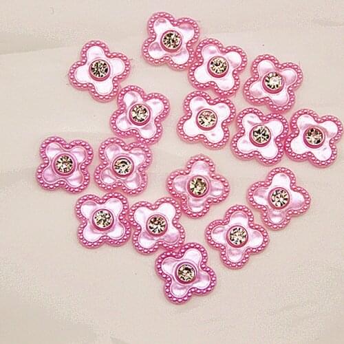 10pcs 20mmABS Imitation Pearl Cross Flower Inlaid Diamond Handmade DIY for Jewelry Headwear Clothing Accessories Accessories