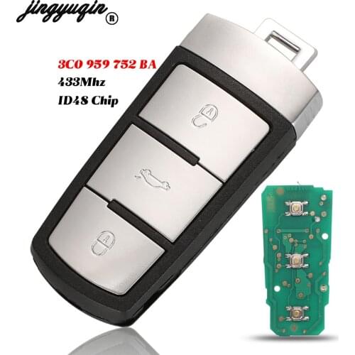 Jingyuqin 3Buttons Smart Remote Car Key Fob For Volkswagen 3C0 959 752 BA 434Mhz ID48 Chip For VW Passat B6 3C B7 Magotan CC