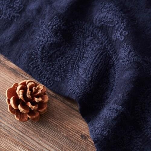 Quality cotton and linen fabric Jacquard embroidery tissu robe one-piece dress clothes material