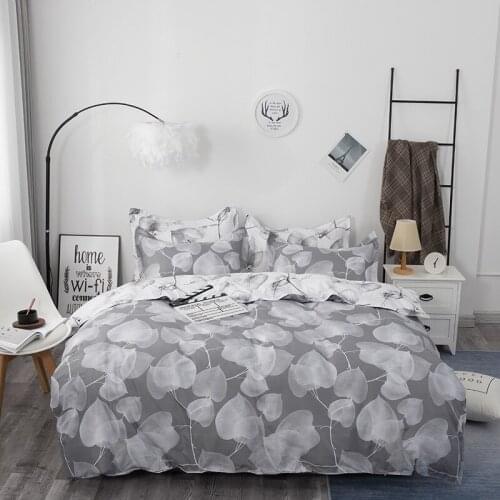 Gray leaf Minimalist Style Bedding Set Bedclothes Duvet Cover Pillowcase Comforter Bedding Sets Bed Linen Queen King 2/3pcs