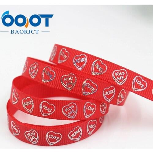 3/8'' Wide 10yards Love Laser Silve printed ribbon,DIY Hair Bow Wedding Festival Home Party Birthday Decorations Gift Packing