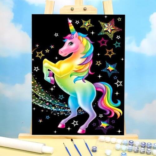 Cartoon Rainbow Unicorn Horse Animal Coloring By Numbers Painting Set Acrylic Paints 50*70 Canvas Painting Home Drawing