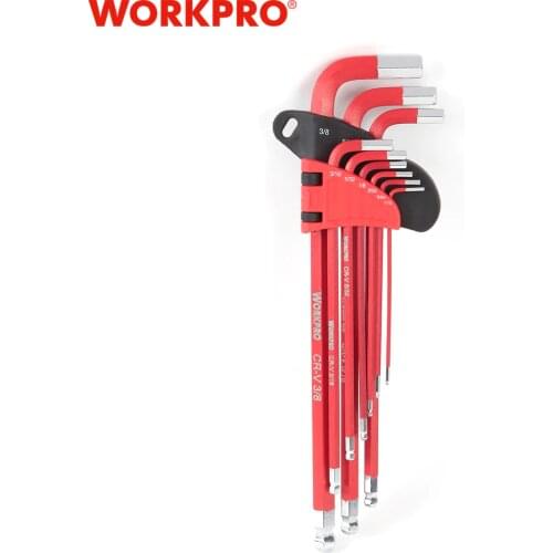 WORKPRO 9PC Red Universal Hex Key Wrench Set Long Arm Ball Point Key Set (METIRC)