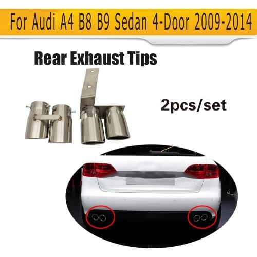 Quad Exhaust Dual Outlet Car Exhaust Tips Muffler End Pipes for Audi A4 B8 B9 09-14 Non Sline