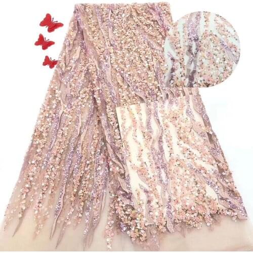 Fancy ZH-8981 embroidered Mesh Lace Fabric High Quality flower french lace fabric