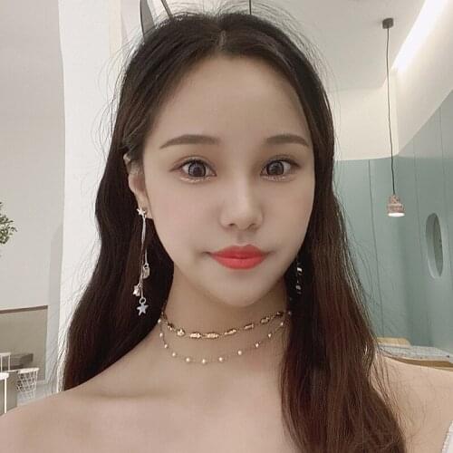 CANZE 2021 New Trend Creative Multilayer Pearl Glossy Necklace Metal Choker Jewelry