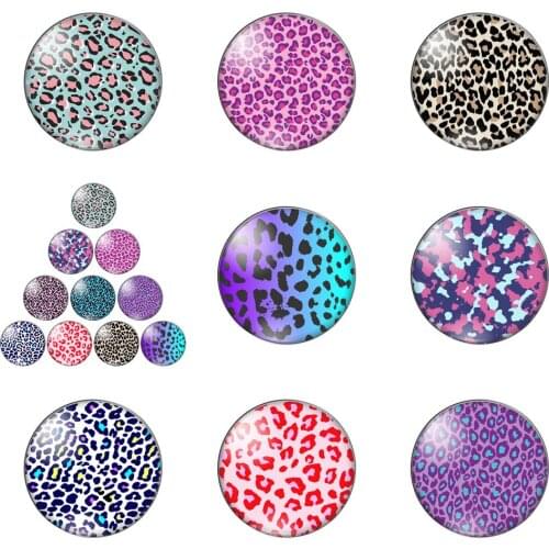 New Fashion Leopard Print Camouflage Round Photo Glass Cabochon Demo Flat Back Making Findings Handmade DIY Accessories