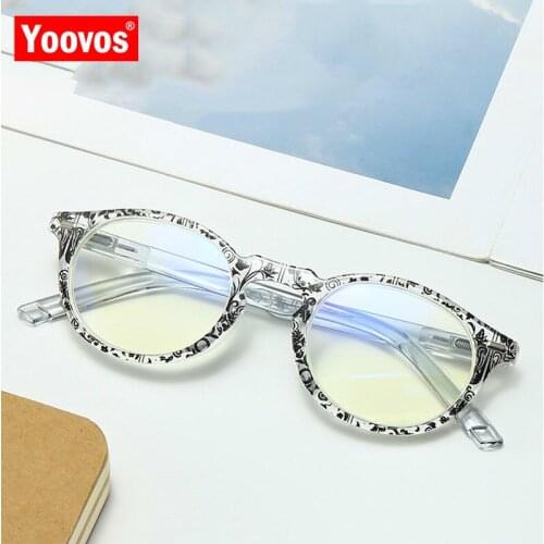 Yoovos 2021 Reading Glasses Anti-Blue Plastic Round Glasses For Men/Women Frame Prescription Glasses Oval Anti-Fatigue Okulary