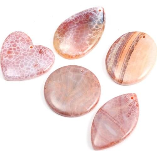 Wholesale Natural Stone Pendant Round Shape Stripe Agates Pendant for Women Jewelry Making Necklace Healing Gift
