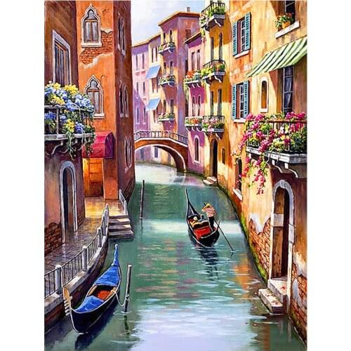 Venice Water City River Boat Diamond Painting Oil Scenic Round Full Drill Nouveaute DIY Mosaic Embroidery 5D Cross Stitch Gifts