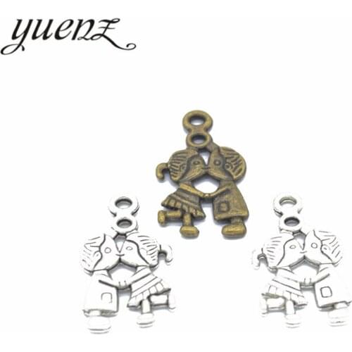 YuenZ 8pcs 2 color Antique Silver color Couple Charms Pendant DIY Handmade Jewelry Accessories 27*16mm I125