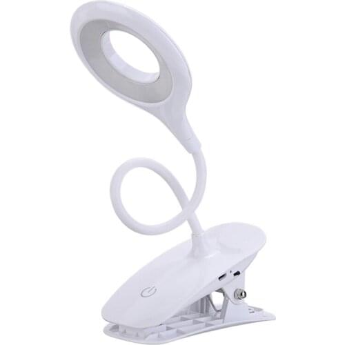 Practical White Flexible Clip On Reading LED Light For Study Reading Desk Lamp 3 Brightness Levels Night Lights 3W