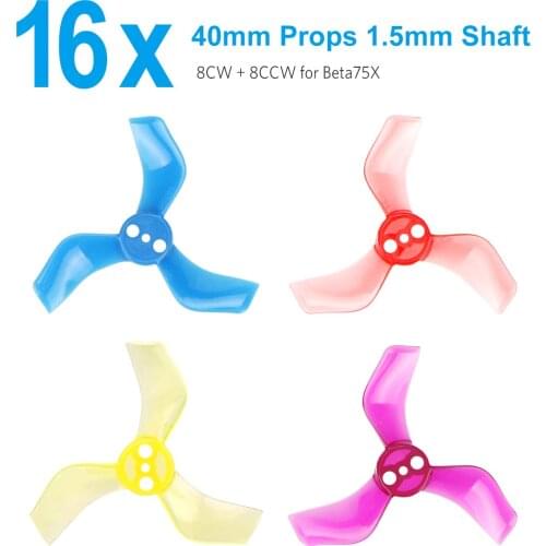 BETAFPV Gemfan 16pcs 40mm 3-Blade Props with 1.5mm Shaft Whoop Drone Propellers for FPV Tiny Whoop Drone Like Beta75X
