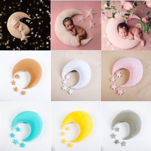 Newborn Photography Props Accessories Baby Posing Pillow Crescent Pillow+Stars Props 5Pcs/Set Studio Baby Photo Props Fotografia