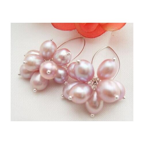 Purple Rice Pearl Earring-925 Silver Hook
