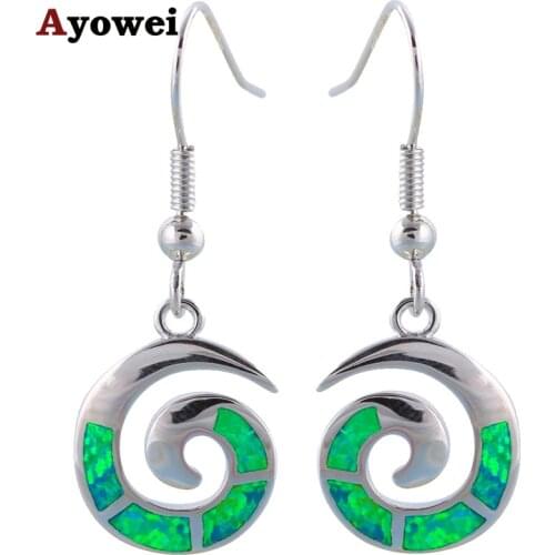 Cost price Stylish Drop Earrings High quality Green Fire Opal stamp Silver Party Dinner Fashion Jewelry OES491A