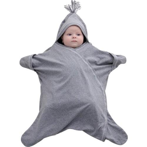 Thin Newborn Prevent Tumble Wrap Towel Organic Cotton Baby Swaddled Infant Sleeping Bags with Hood