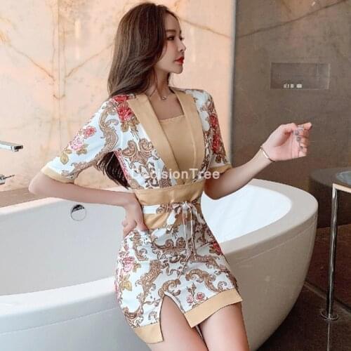 2021 lady japanese traditional costumes kimono dress yukata sexy nightgown sleepwear loose woman dress silk oriental dress