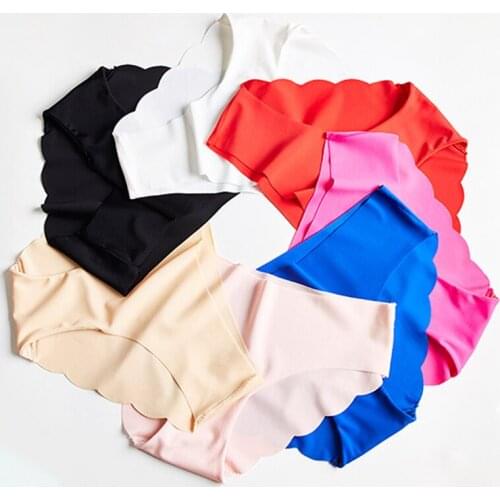 Shaping Briefs Breathable Women Underpants Elastic 1Pcs Silk Seamless Underwear Seamless One-piece Petal Side Pure Color