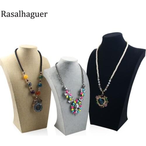 Height 20cm 12pcs/Sale Bust Showcase Black Model Mannequin Display Classic Necklace Stand Jewelry Necklace Pendants Organizer