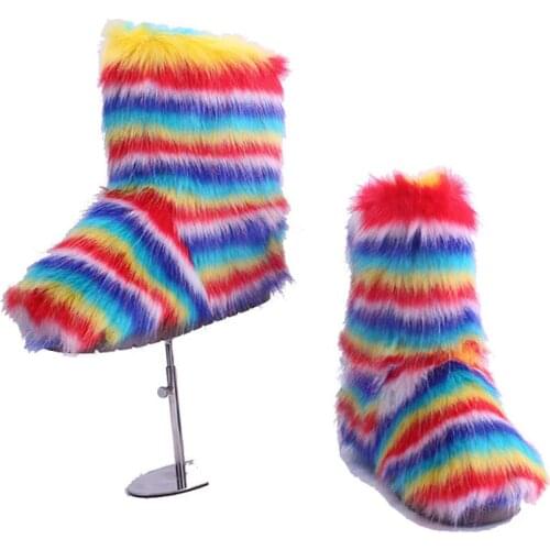 Winter Necessary Womens Faux Fur Plush Warm Boots Designer Creative Faux Fur Furry Shoes Sexy Ladies Outdoor Endure Cold Boots