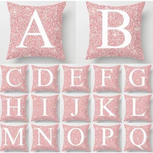1Pcs Pink Letter Decoration Cushion Cover Polyester Throw Pillowcase English Alphabet Home Decorative Pillow Cover 45*45cm 40811